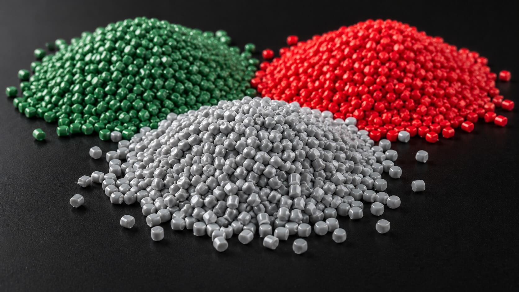 Muestra de granza de plástico industrial (pellets) tras el proceso de granceado, mostrando alta homogeneidad, pureza técnica y uniformidad en la materia prima secundaria para inyección.