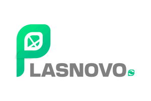 Logotipo corporativo de Plasnovo, empresa especializada en soluciones de plástico reciclado y economía circular.